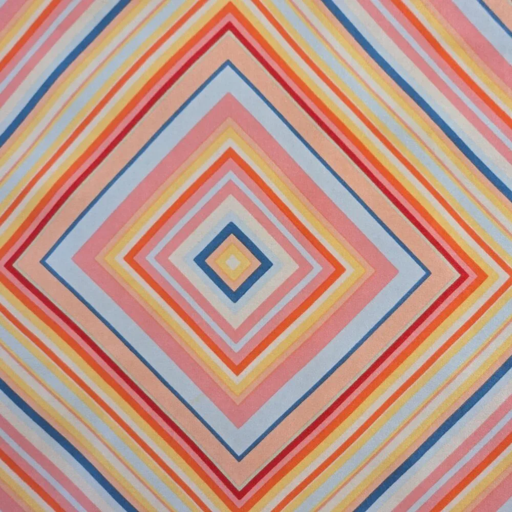 Colorful Silk Square Scarf Neckerchief Diamond Stripes Hand Rolled Edges - Picture 3 of 7
